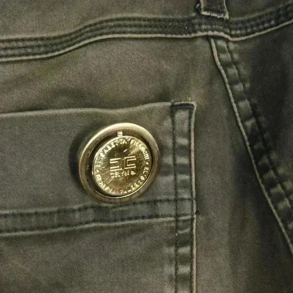 Elisabetta Franchi Low Rise Stone Wash Dark Grey Green Denim Skinny Jeans - Picture 7 of 8